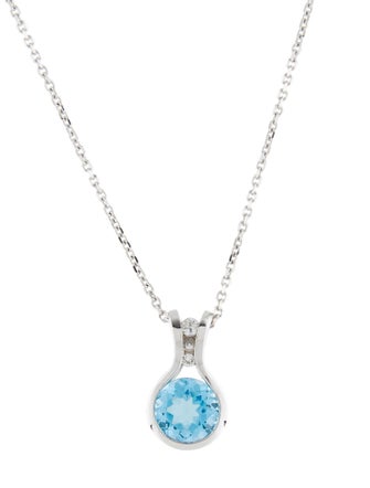 Necklace 14K Topaz & Diamond Pendant Necklace