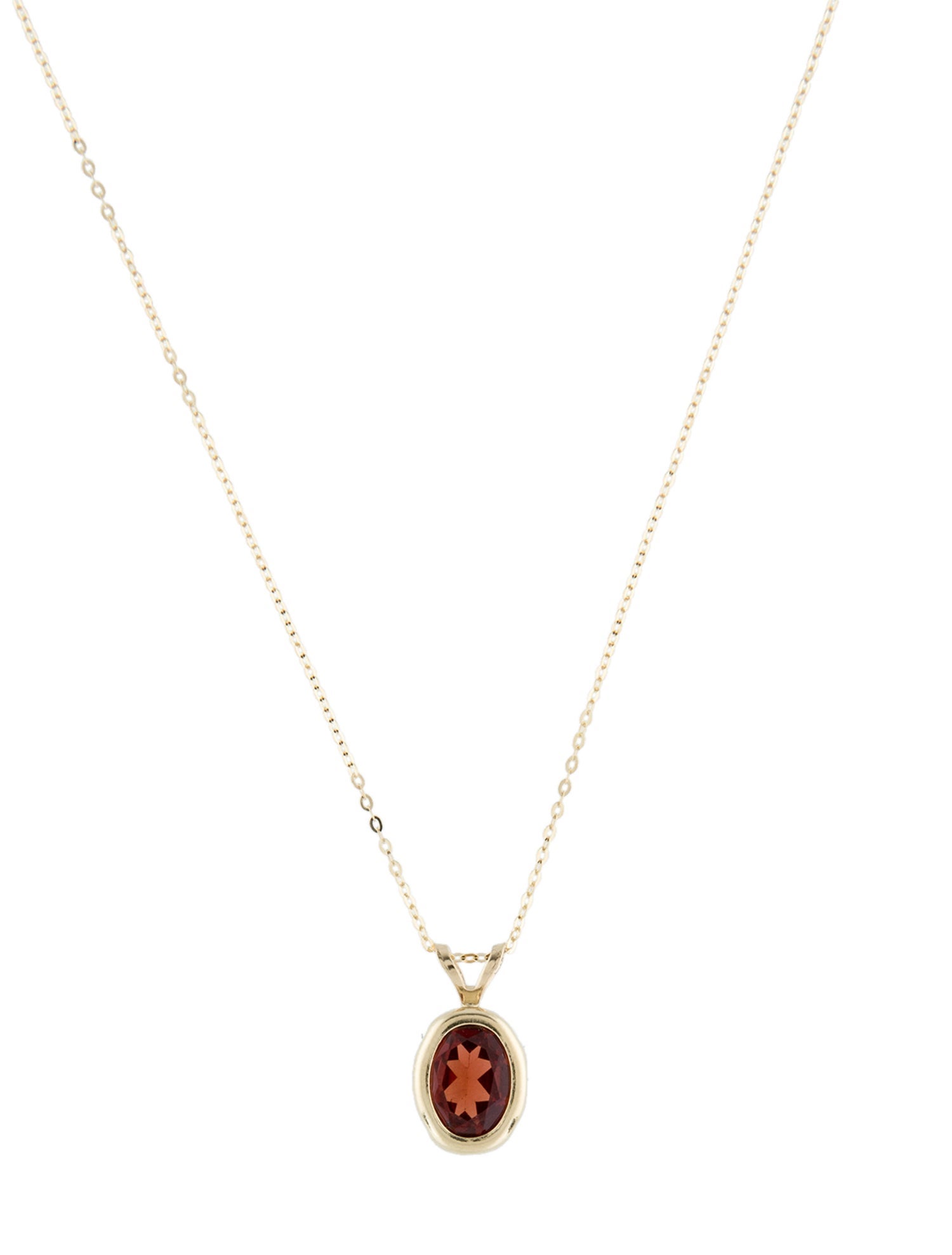 Necklace 14K Garnet Pendant Necklace