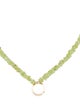Necklace 14K Peridot Bead Strand Open Circle Pendant Necklace