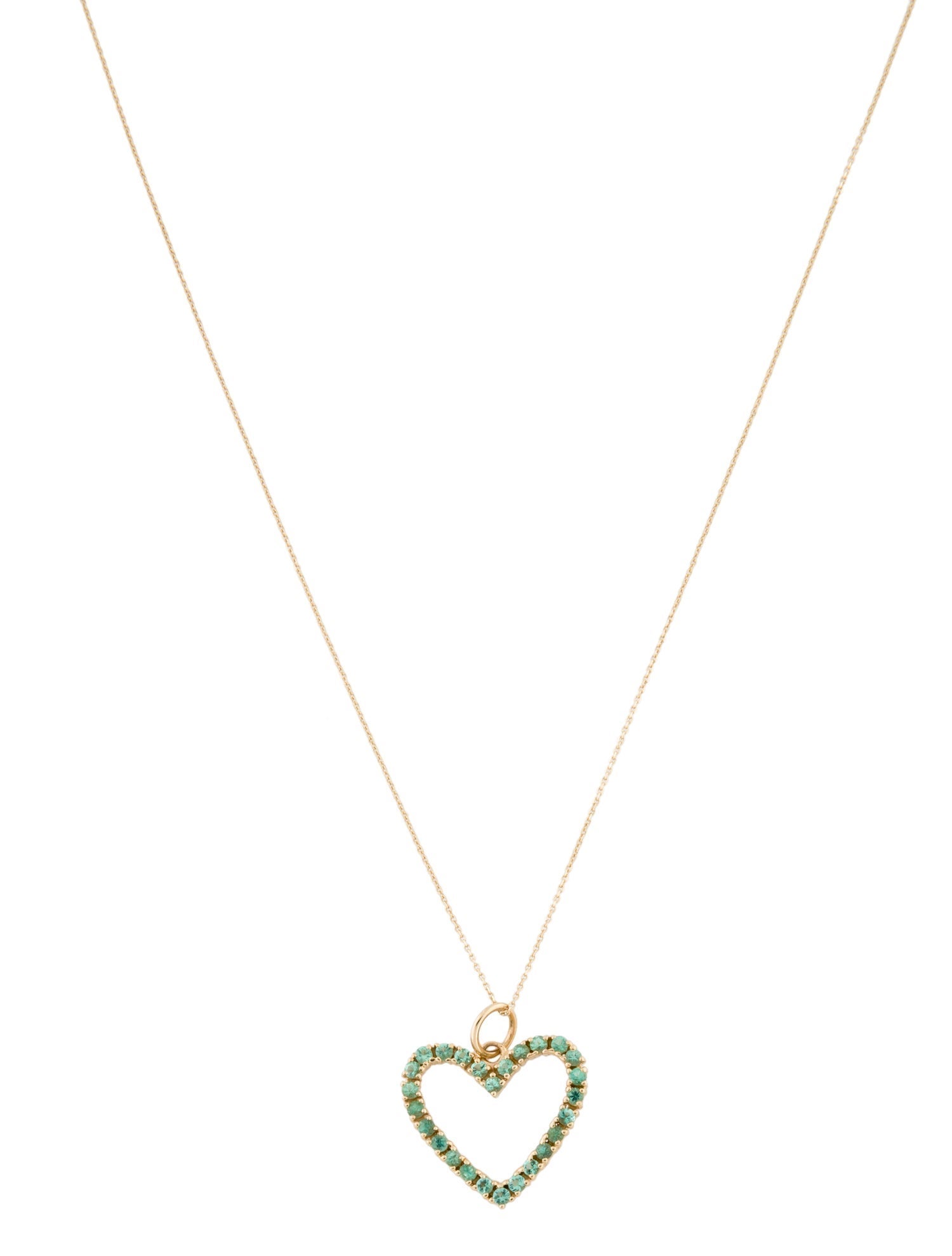 Necklace 14K Emerald Heart Pendant Necklace