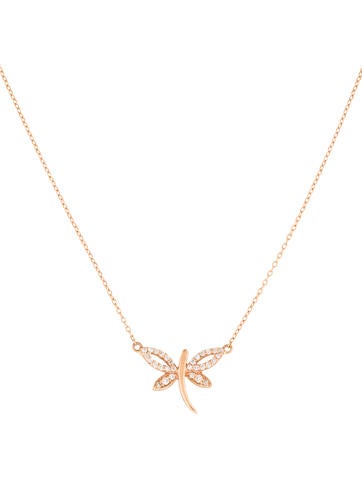 14K Diamond Dragonfly Necklace