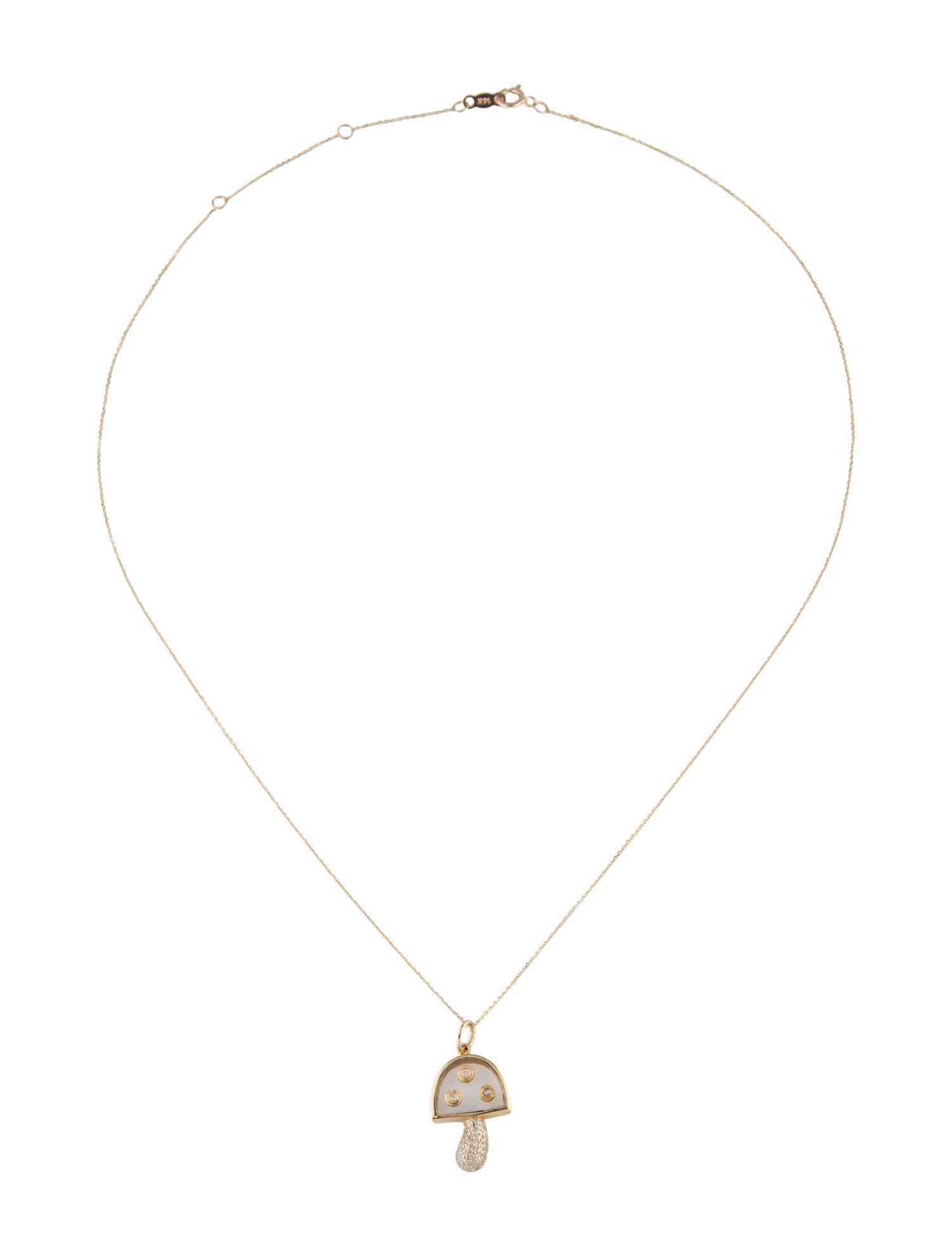 Necklace 14K Quartz & Diamond Mushroom Pendant Necklace