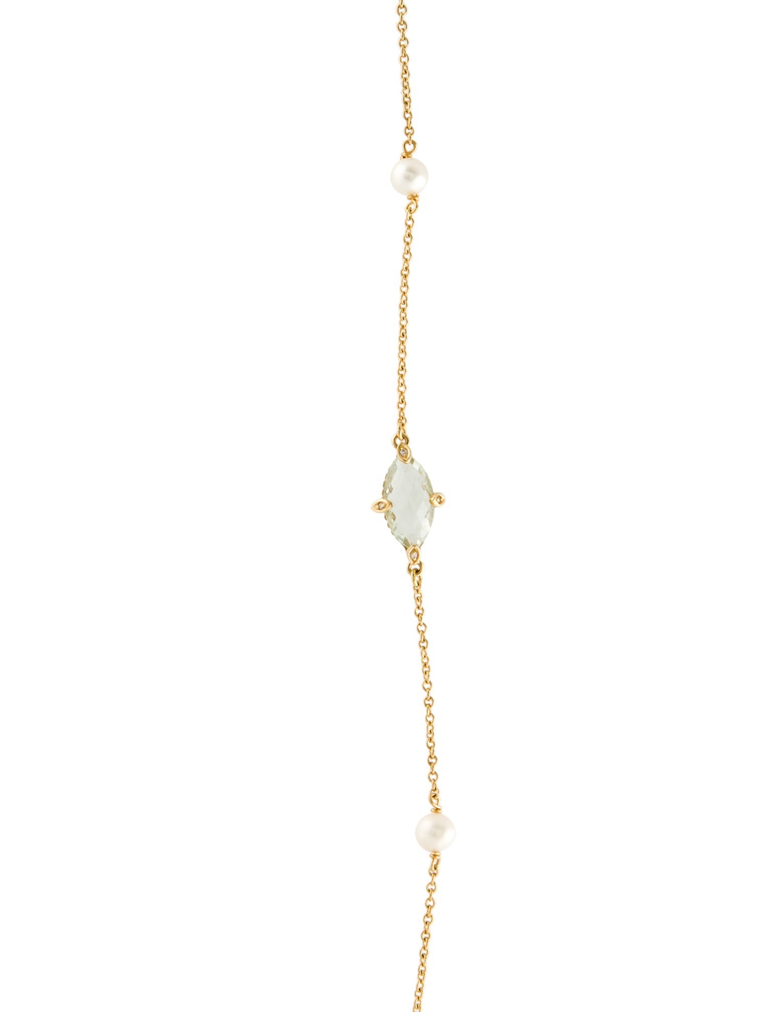 Necklace Iridesse 18K Pearl Prasiolite & Diamond Station