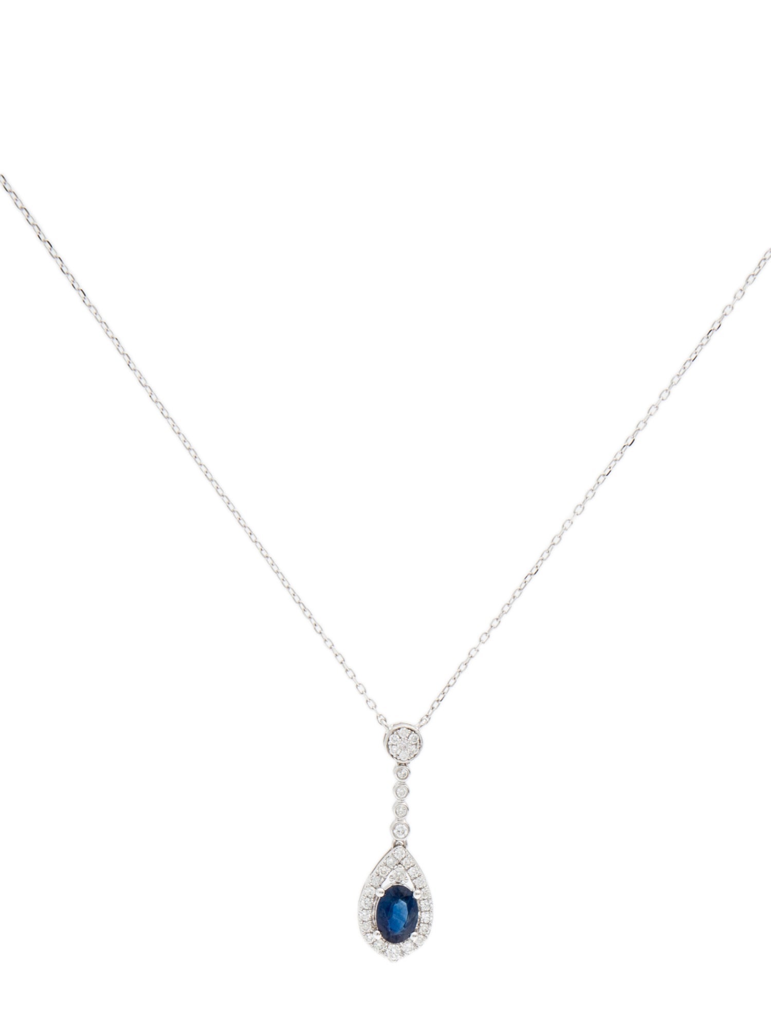 Necklace 14K Sapphire & Diamond Pendant Necklace