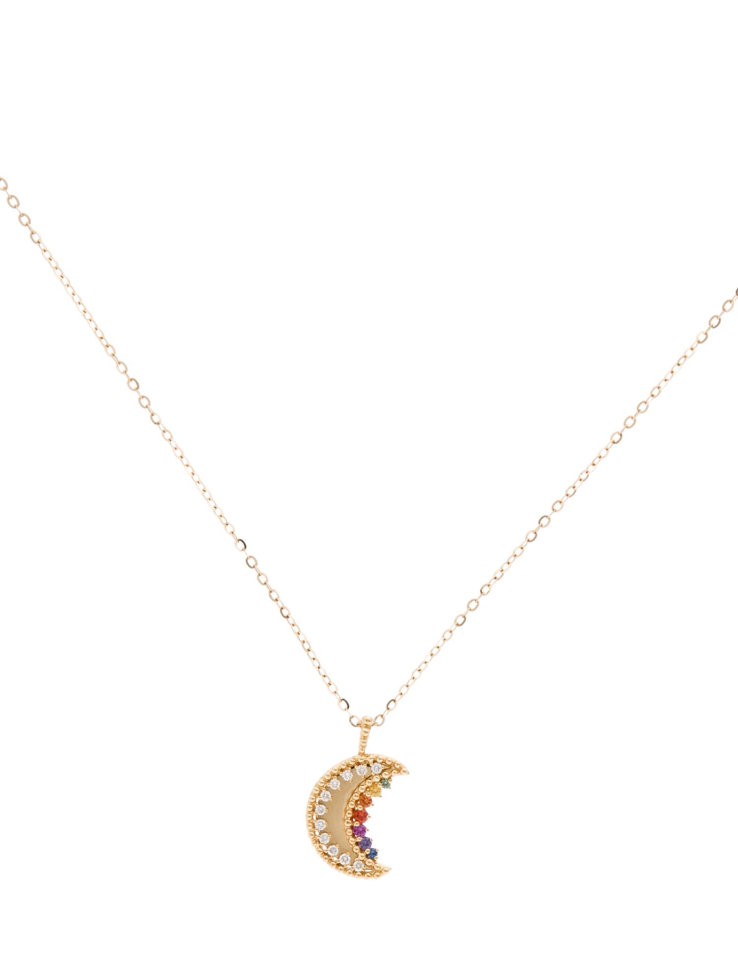 Necklace 18K Sapphire & Diamond Moon Pendant Necklace