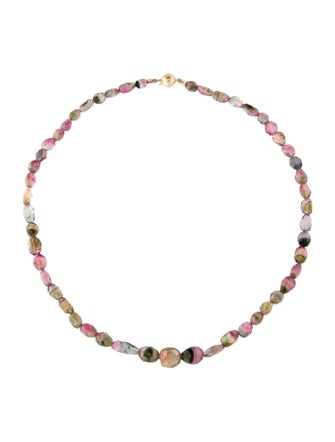 Necklace 14K Tourmaline Beaded Chain Necklace