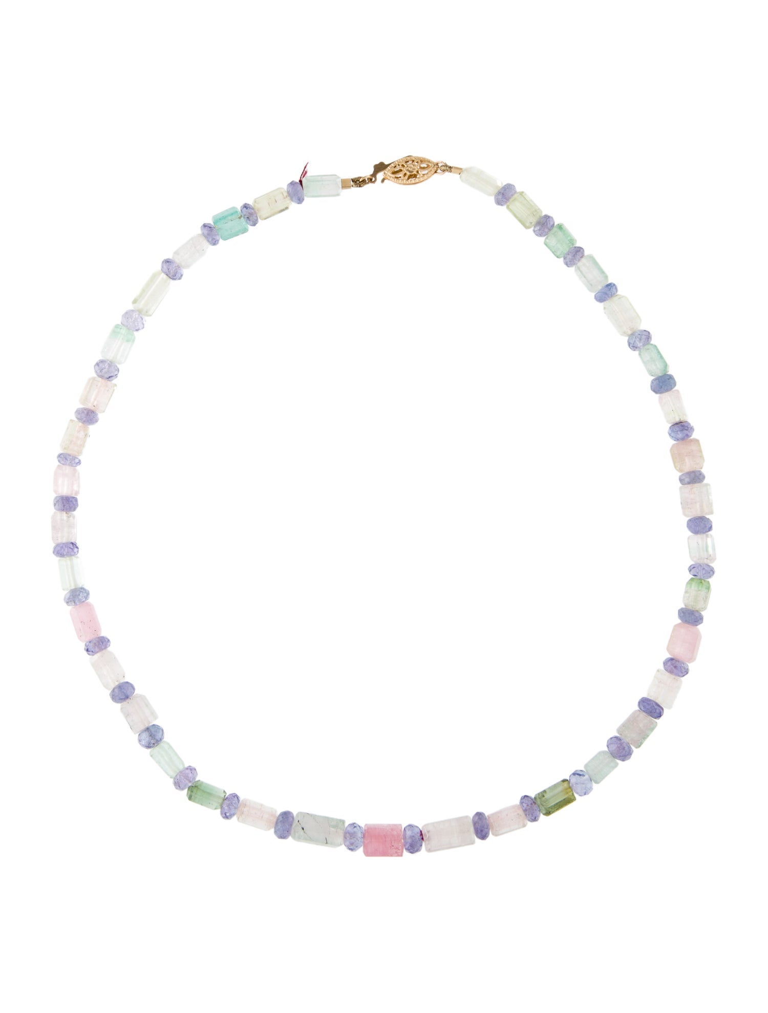 Necklace 14K Tourmaline & Tanzanite Beaded Chain Necklace