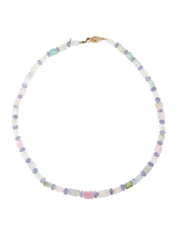 Necklace Bead Strand 14K Tourmaline & Tanzanite Beaded Chain