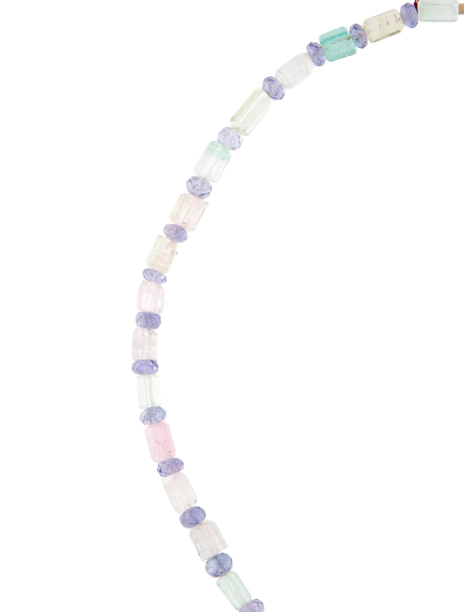 Necklace 14K Tourmaline & Tanzanite Beaded Chain Necklace