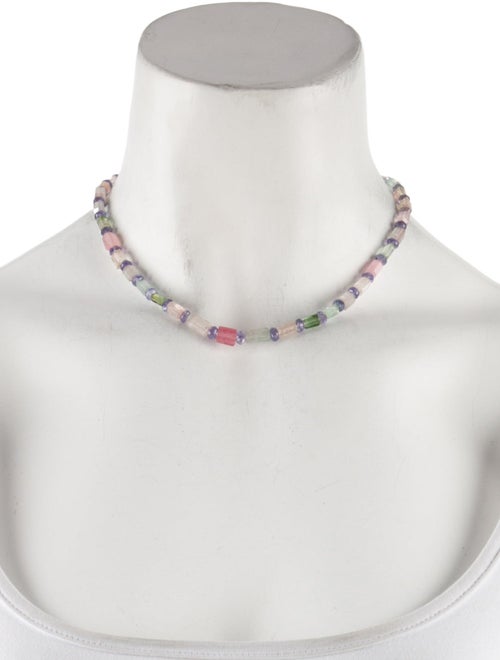 Necklace 14K Tourmaline & Tanzanite Beaded Chain Necklace