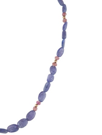 Necklace 14K Tanzanite & Tourmaline Bead Strand Necklace