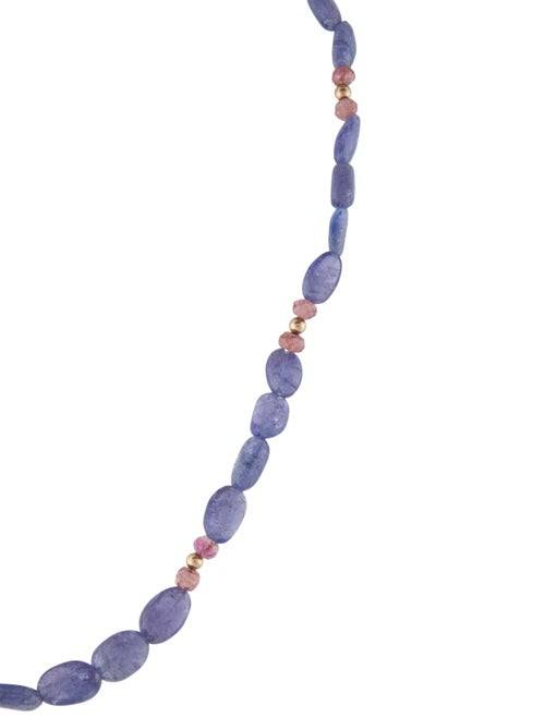 Necklace 14K Tanzanite & Tourmaline Bead Strand Necklace