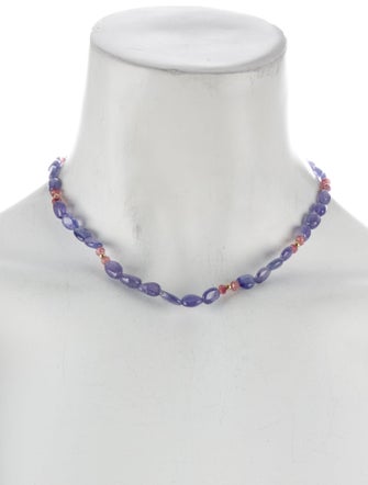 Necklace 14K Tanzanite & Tourmaline Bead Strand Necklace
