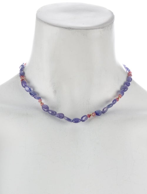 Necklace 14K Tanzanite & Tourmaline Bead Strand Necklace