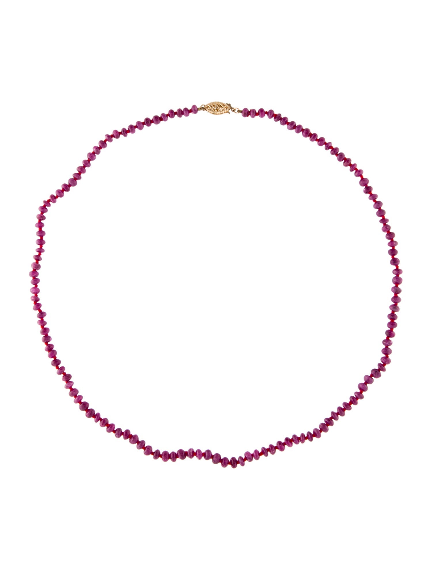 Necklace 14K Ruby Bead Strand Necklace