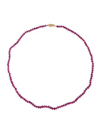 Necklace 14K Ruby Bead Strand Necklace