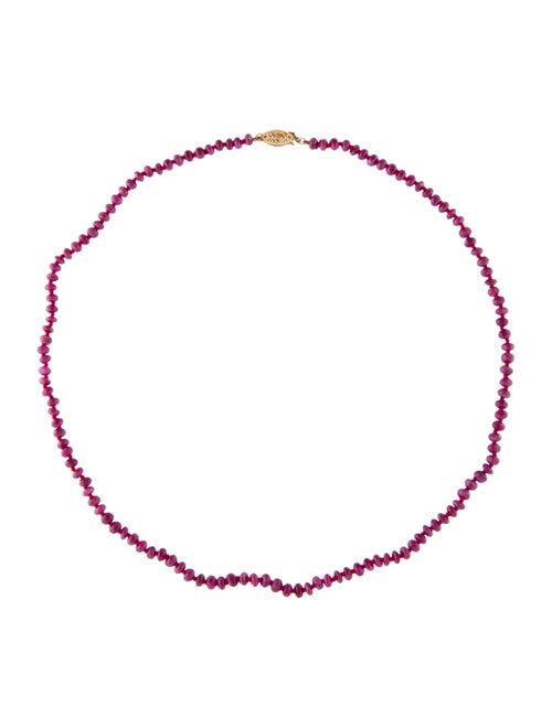 Necklace 14K Ruby Bead Strand Necklace