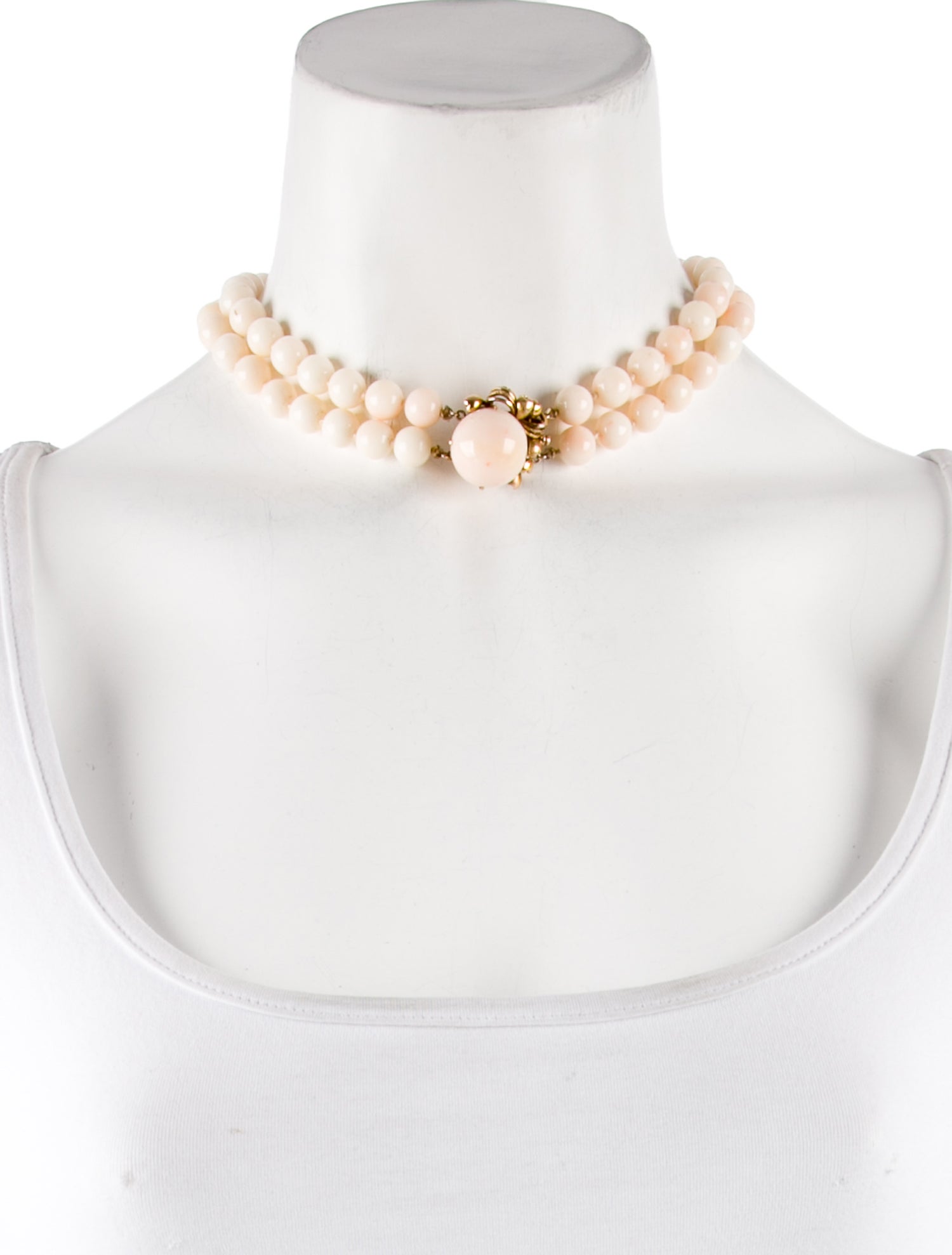 Necklace 14K Shell Double Strand Choker Necklace