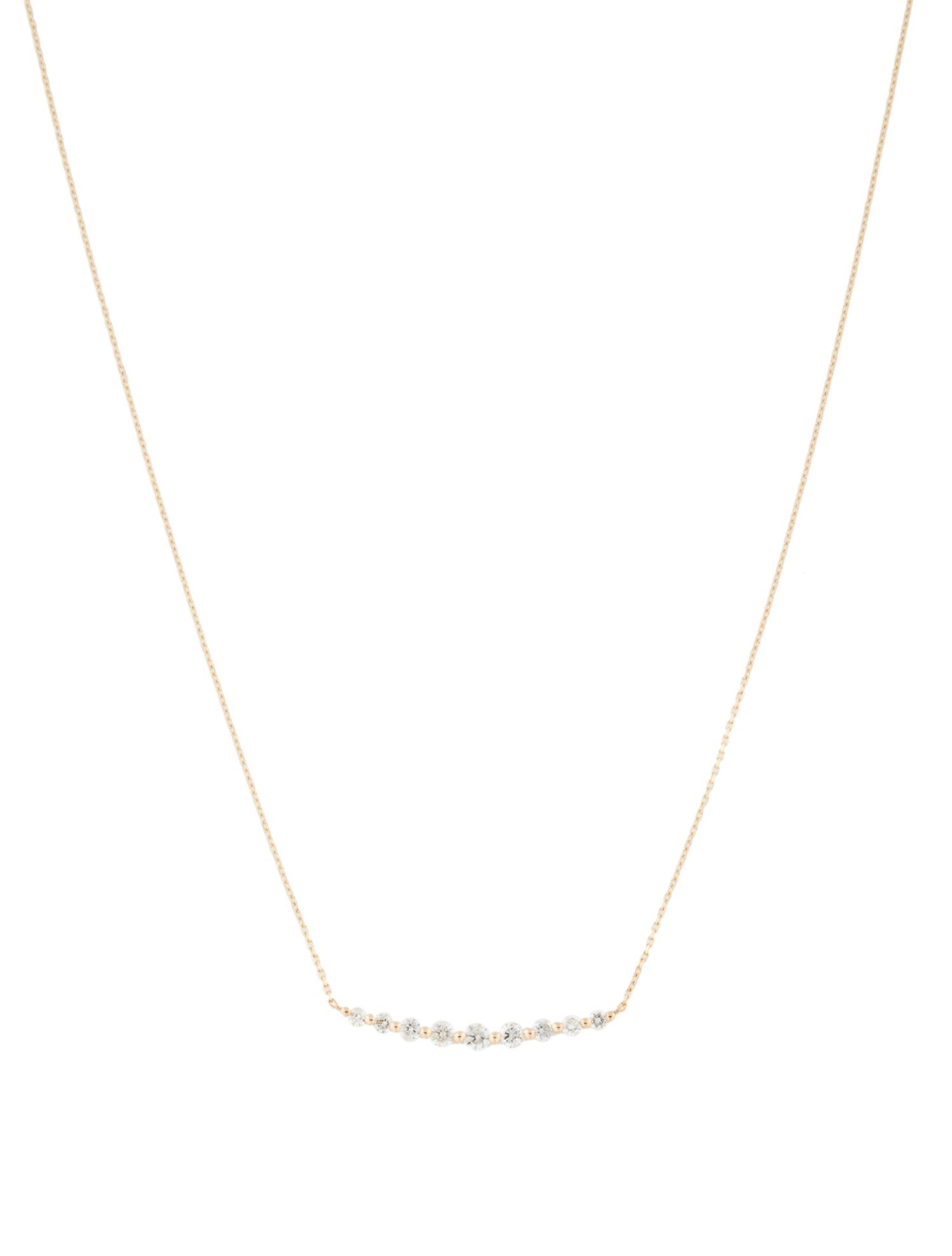 Necklace 14K Diamond Curved Bar Pendant Necklace