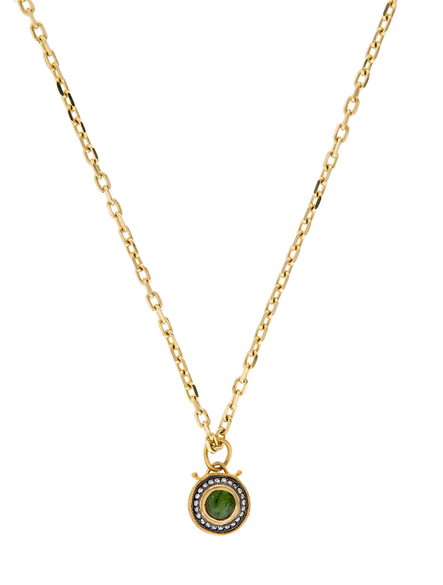 Necklace Diopside & Diamond Pendant Necklace
