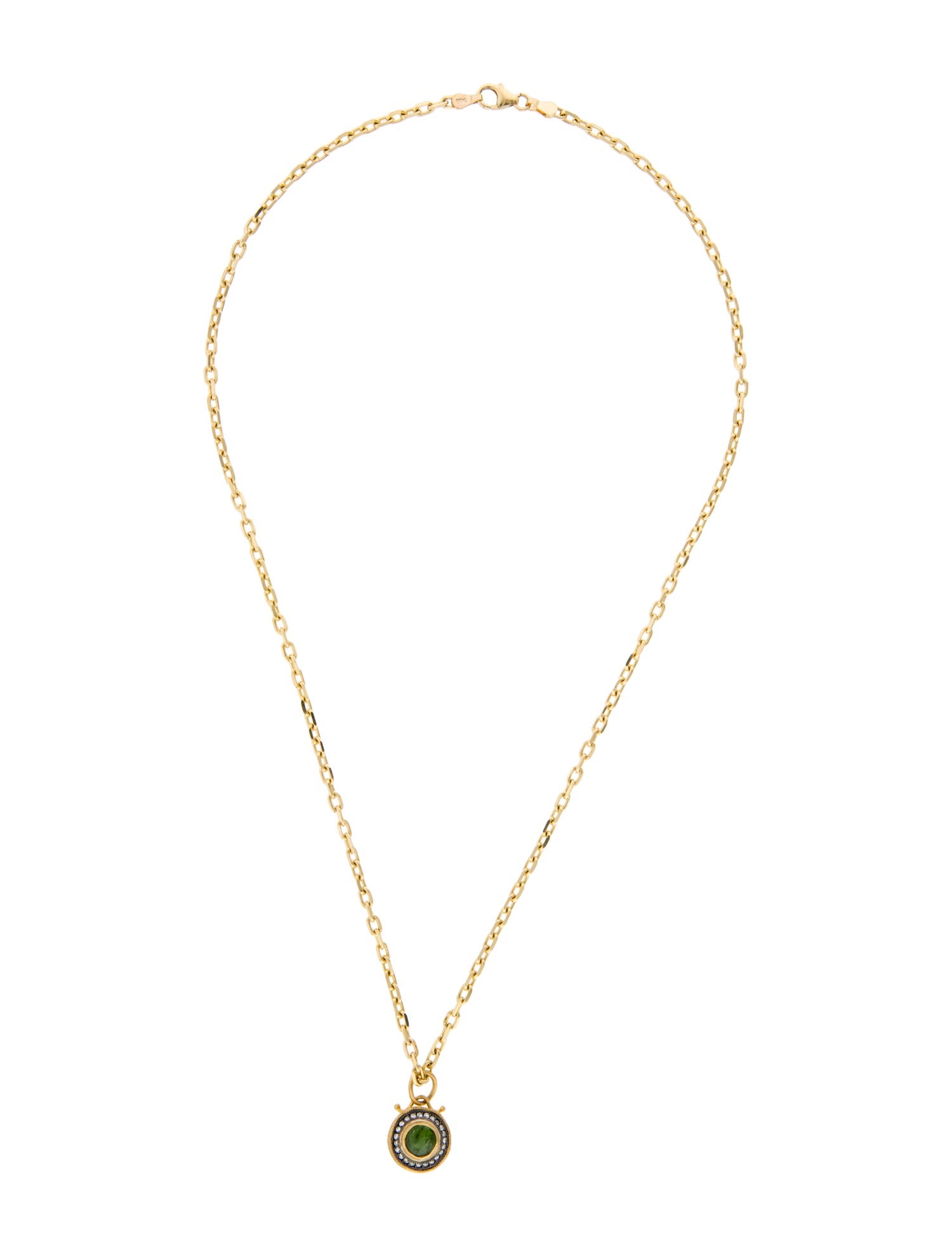 Necklace Diopside & Diamond Pendant Necklace