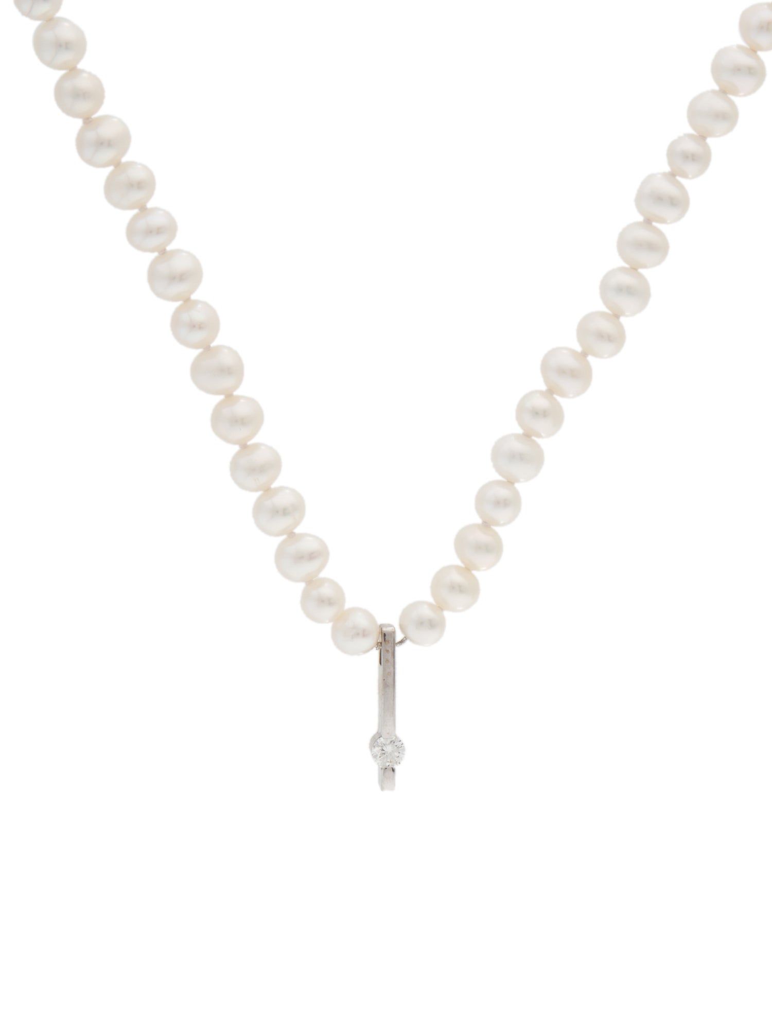 Necklace 14K Pearl & Diamond Pendant Necklace