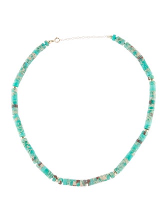 Necklace 14K Chrysoprase Bead Strand Necklace