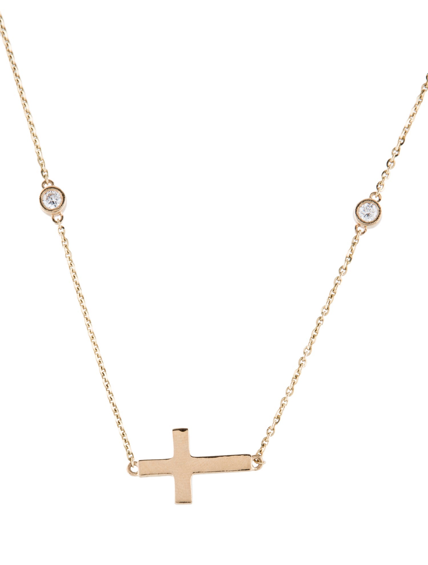 Necklace 14K Lab-Grown Diamond Cross Station Necklace