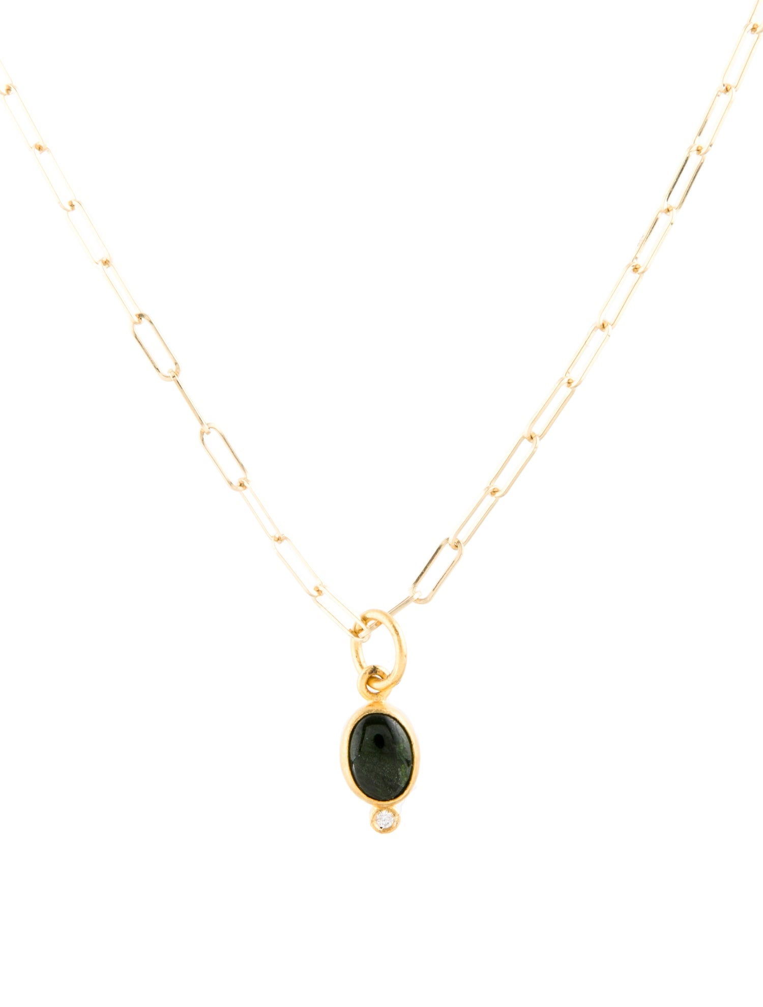 Necklace Diopside & Diamond Pendant