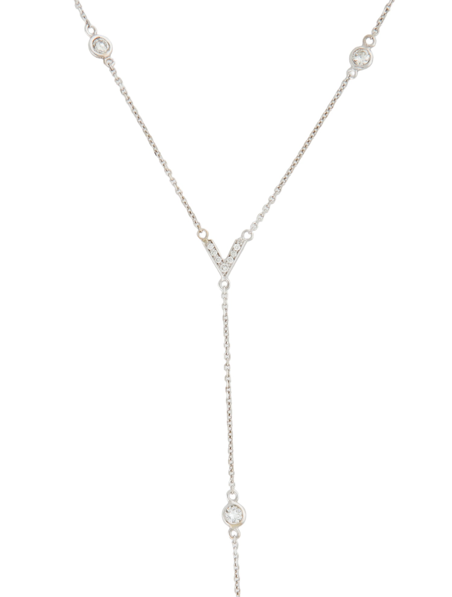 Necklace 14K 1.24ctw Diamond Station Lavalier