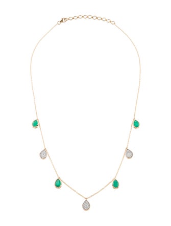 Necklace 18K 2.45ctw Emerald & Diamond Station Necklace