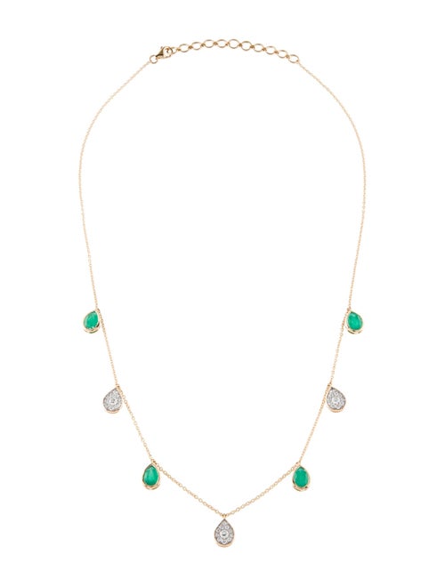 Necklace 18K 2.45ctw Emerald & Diamond Station Necklace