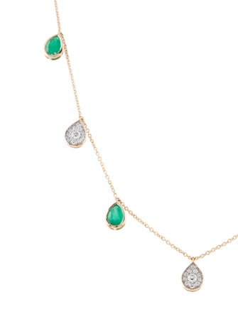 Necklace 18K 2.45ctw Emerald & Diamond Station Necklace