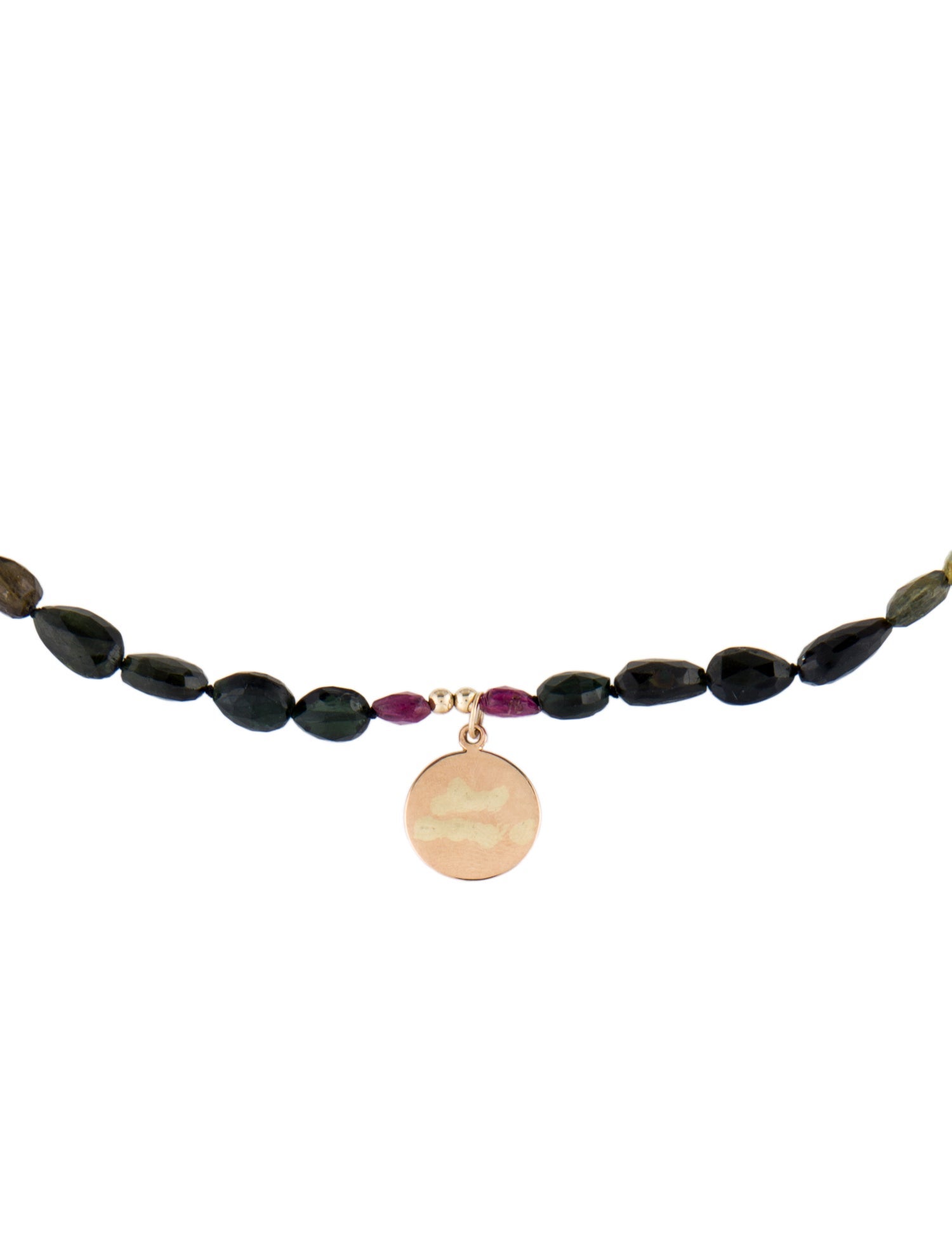 Necklace 14K Tourmaline & Tourmalinated Quartz Bead Pendant Necklace