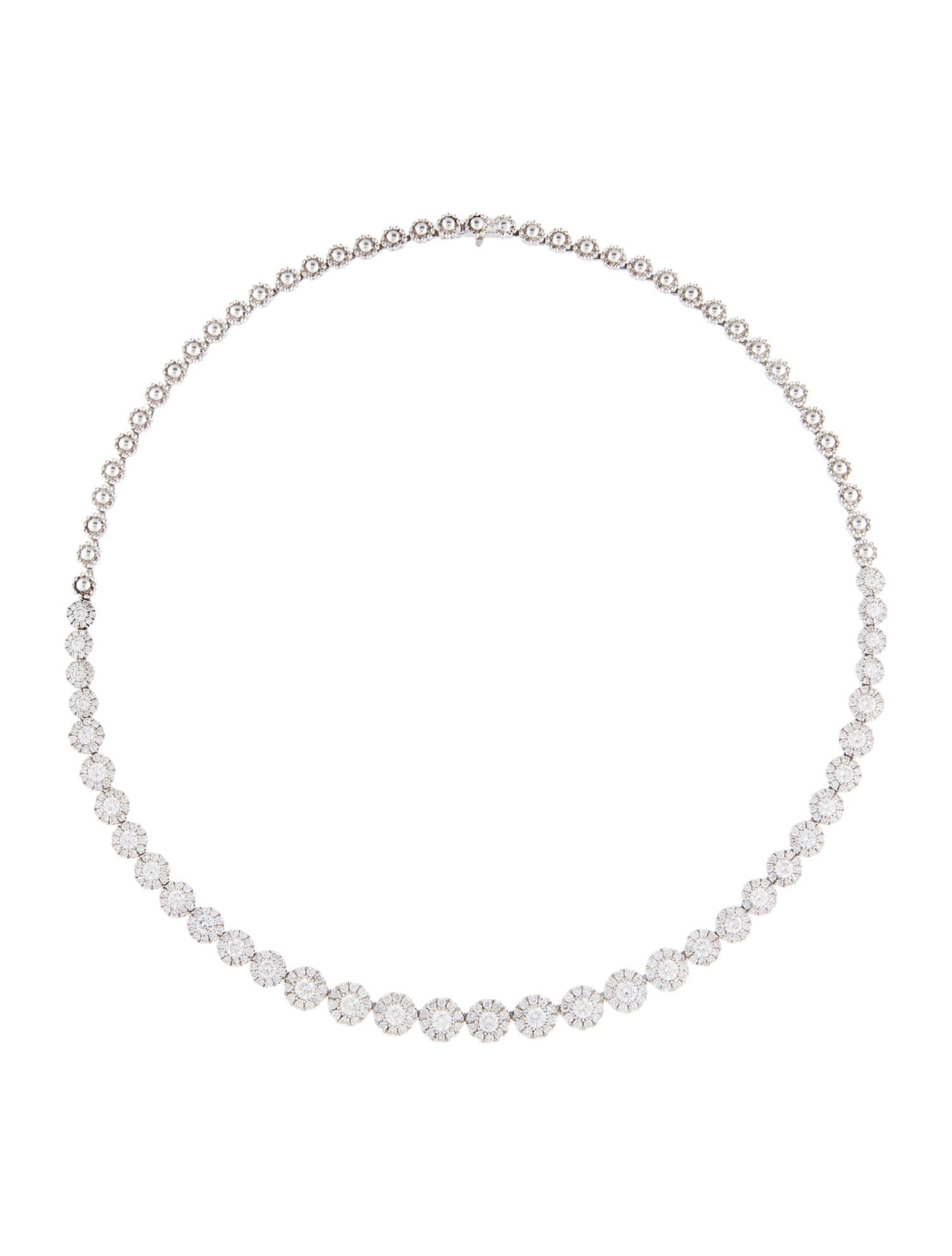 Necklace 18K 7.49ctw Diamond Halo Graduated Chain Necklace