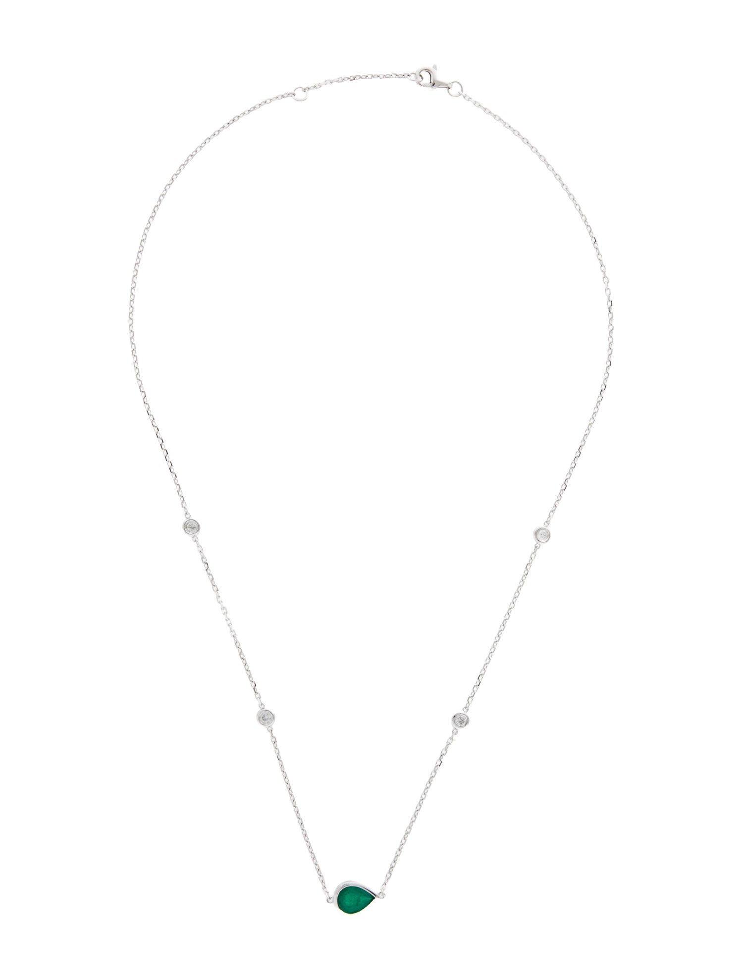 Necklace 14K Emerald & Diamond Station Necklace