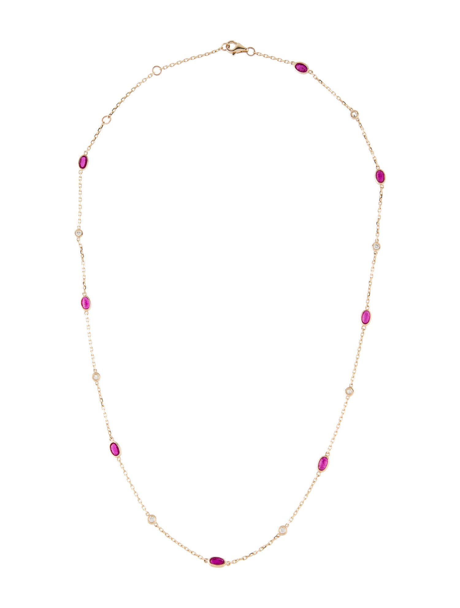 Necklace 14K Ruby & Diamond Station Necklace
