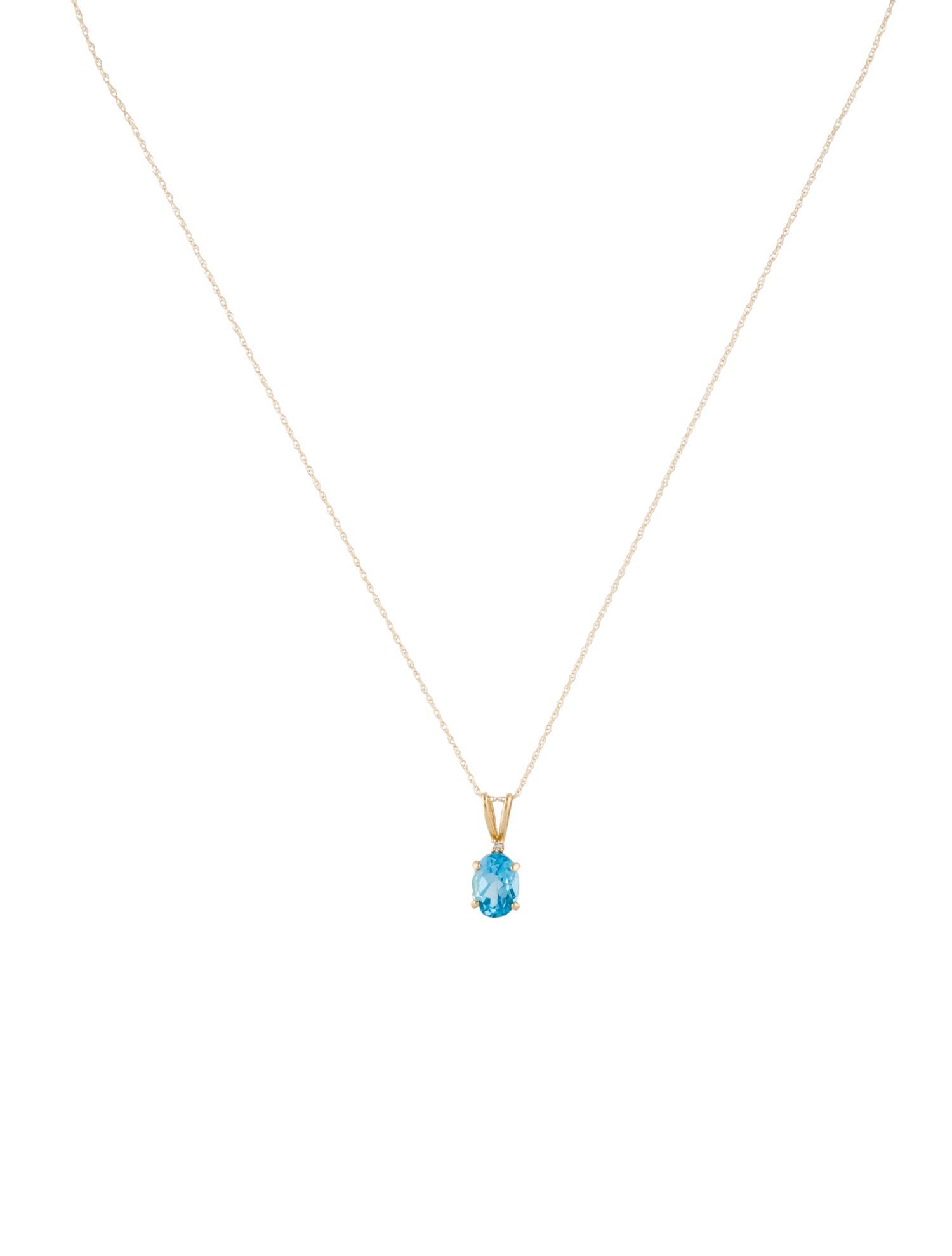 Necklace 14K 1.36ct Topaz & Diamond Pendant Necklace