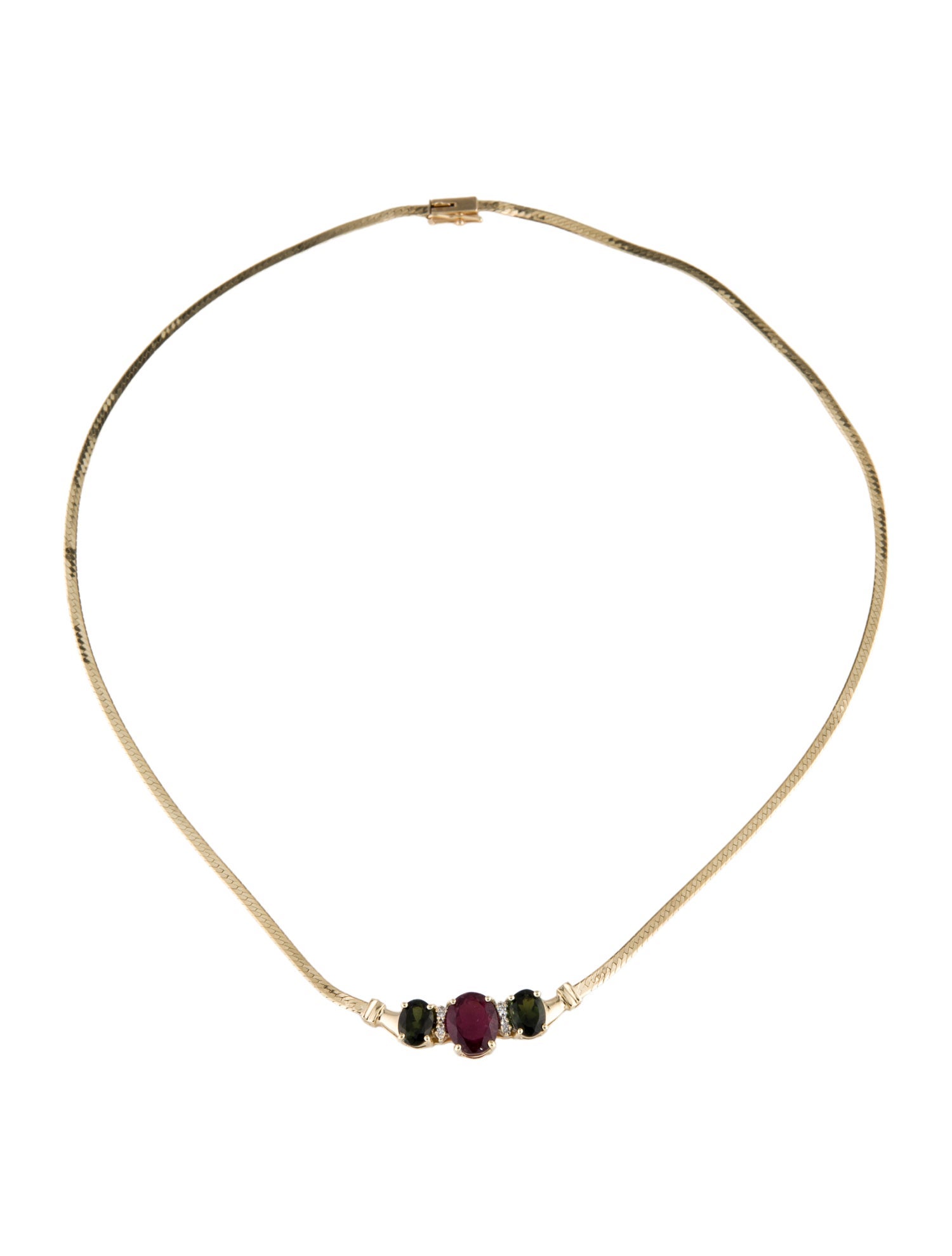 Necklace 14K Tourmaline & Diamond Pendant Necklace