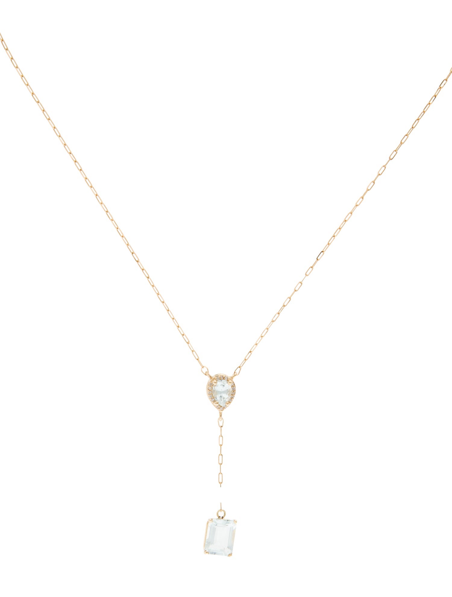 Necklace 14K 2.45ctw Aquamarine & Diamond Lavalier Necklace