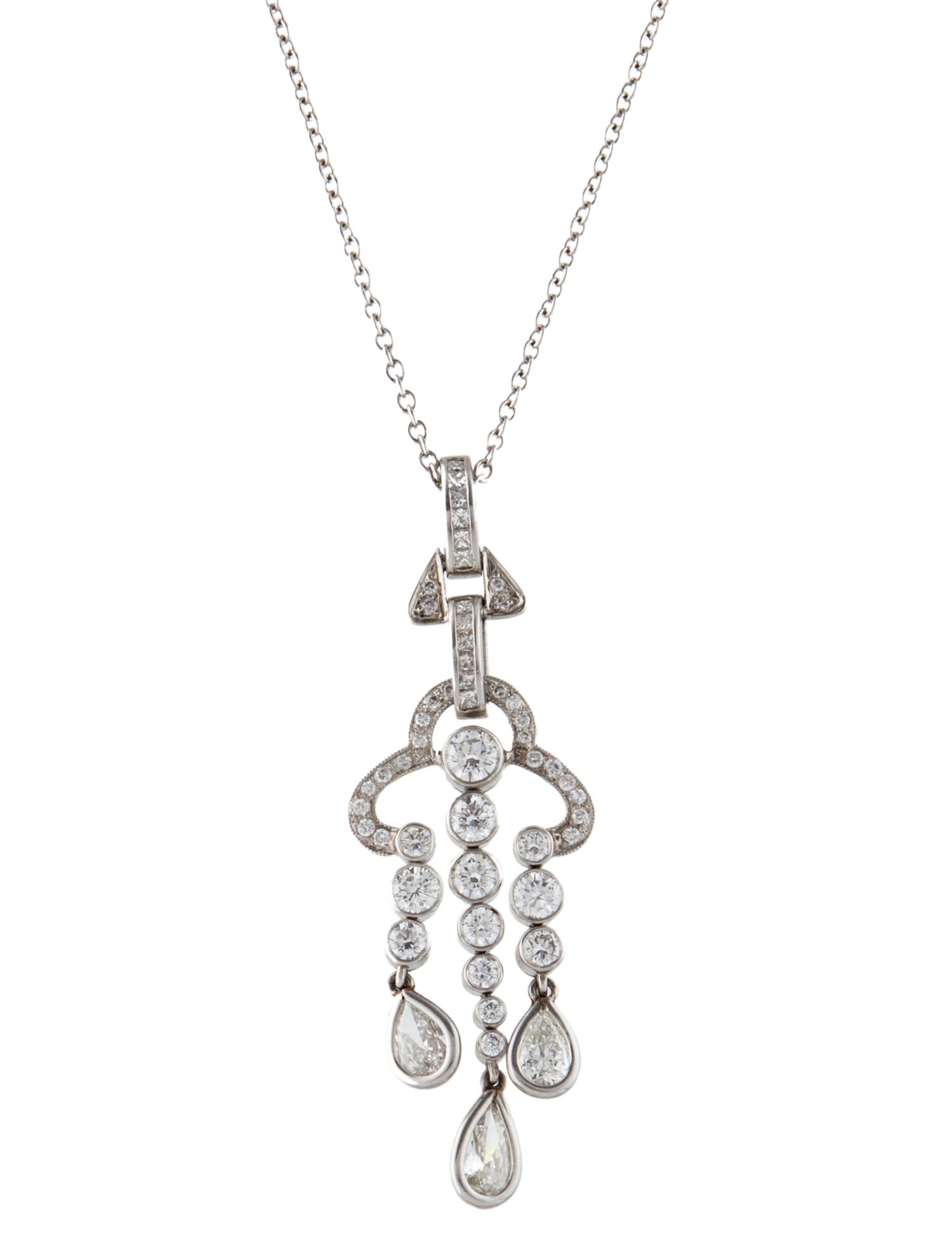 Necklace Platinum 3.03ctw Diamond Chandelier Pendant Necklace