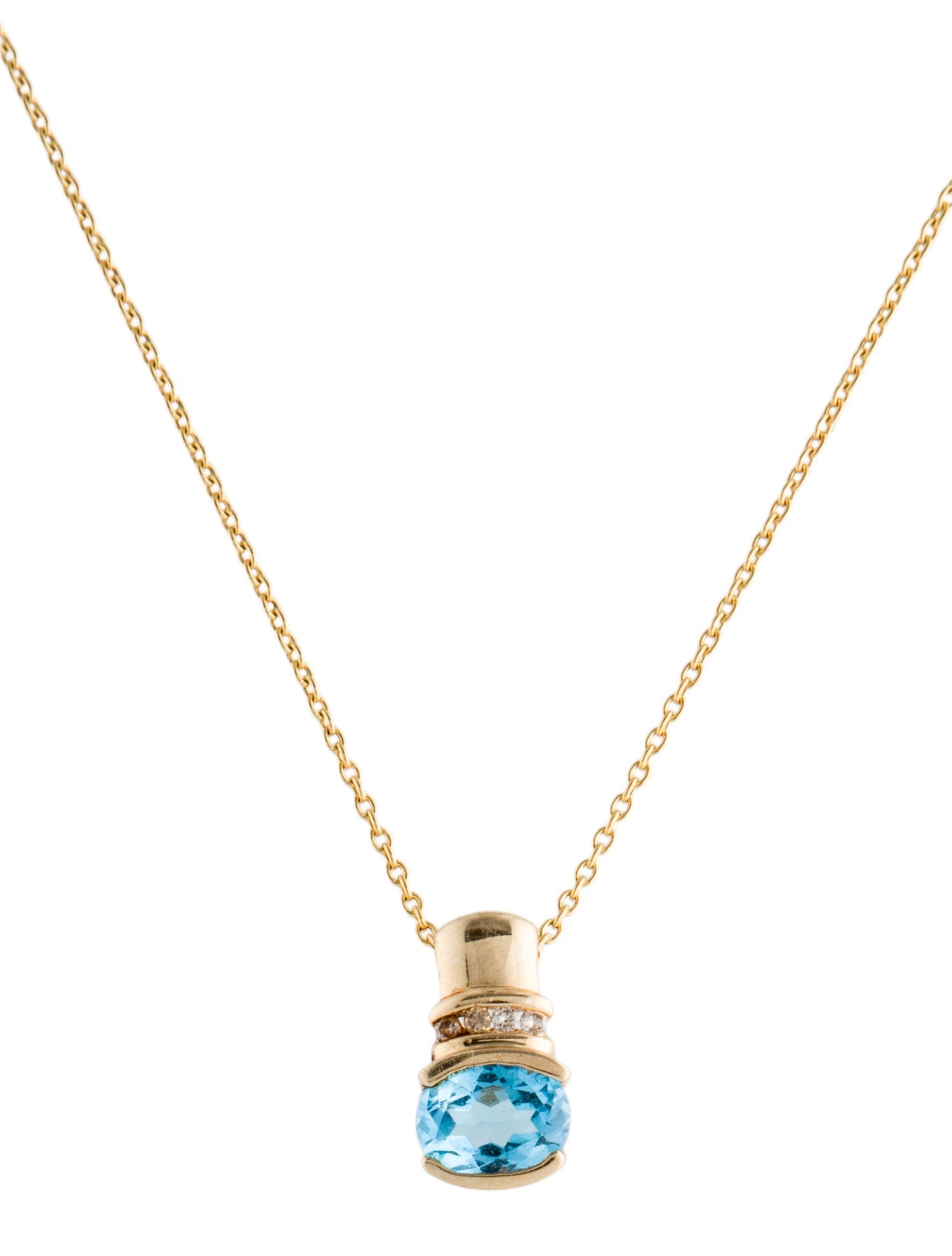 Necklace 14K 1.78ctw Topaz & Diamond Pendant Necklace