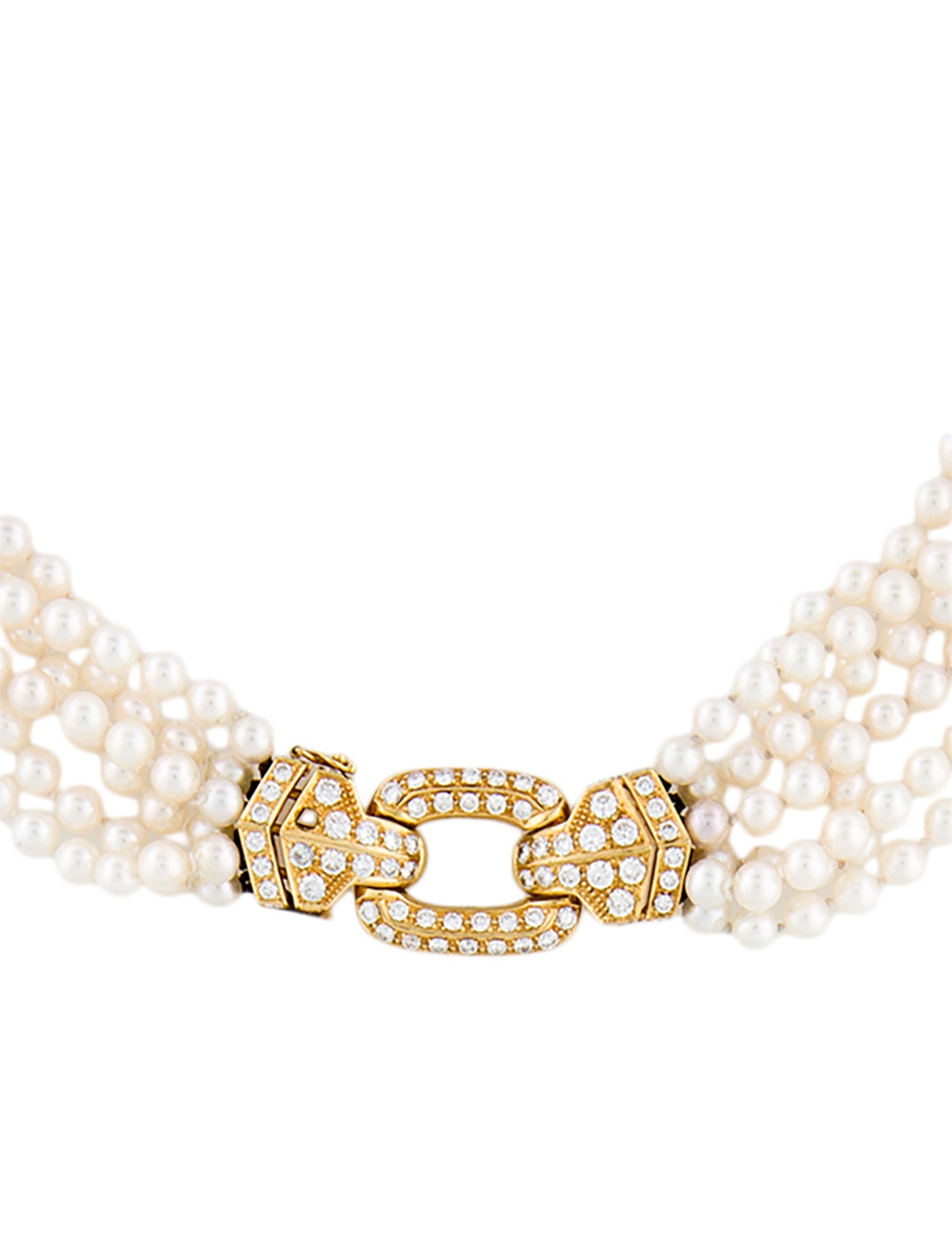 Necklace 18K Pearl & 1.93ctw Diamond Multistrand Collar Necklace