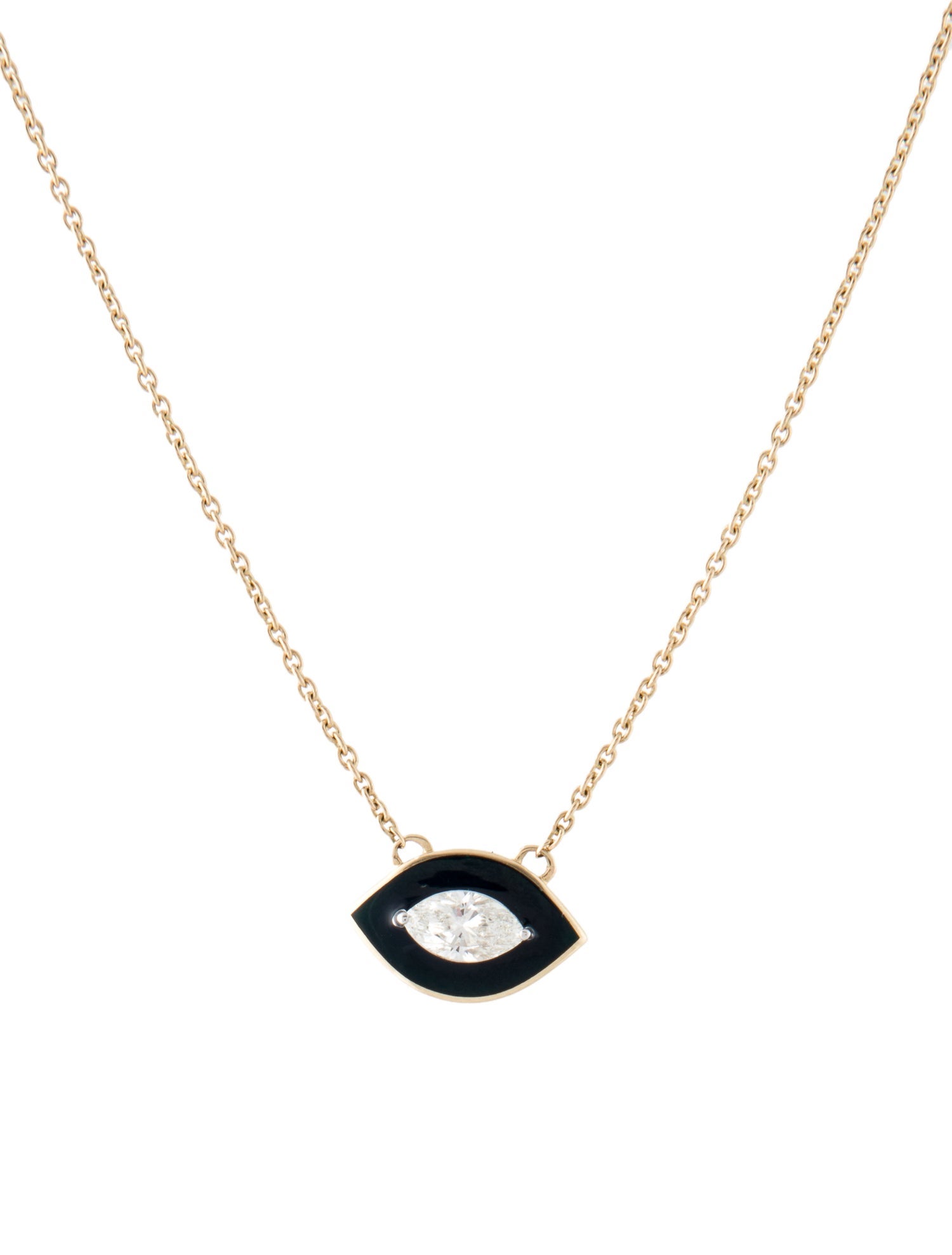 Necklace 14K Diamond & Enamel Evil Eye Pendant Necklace