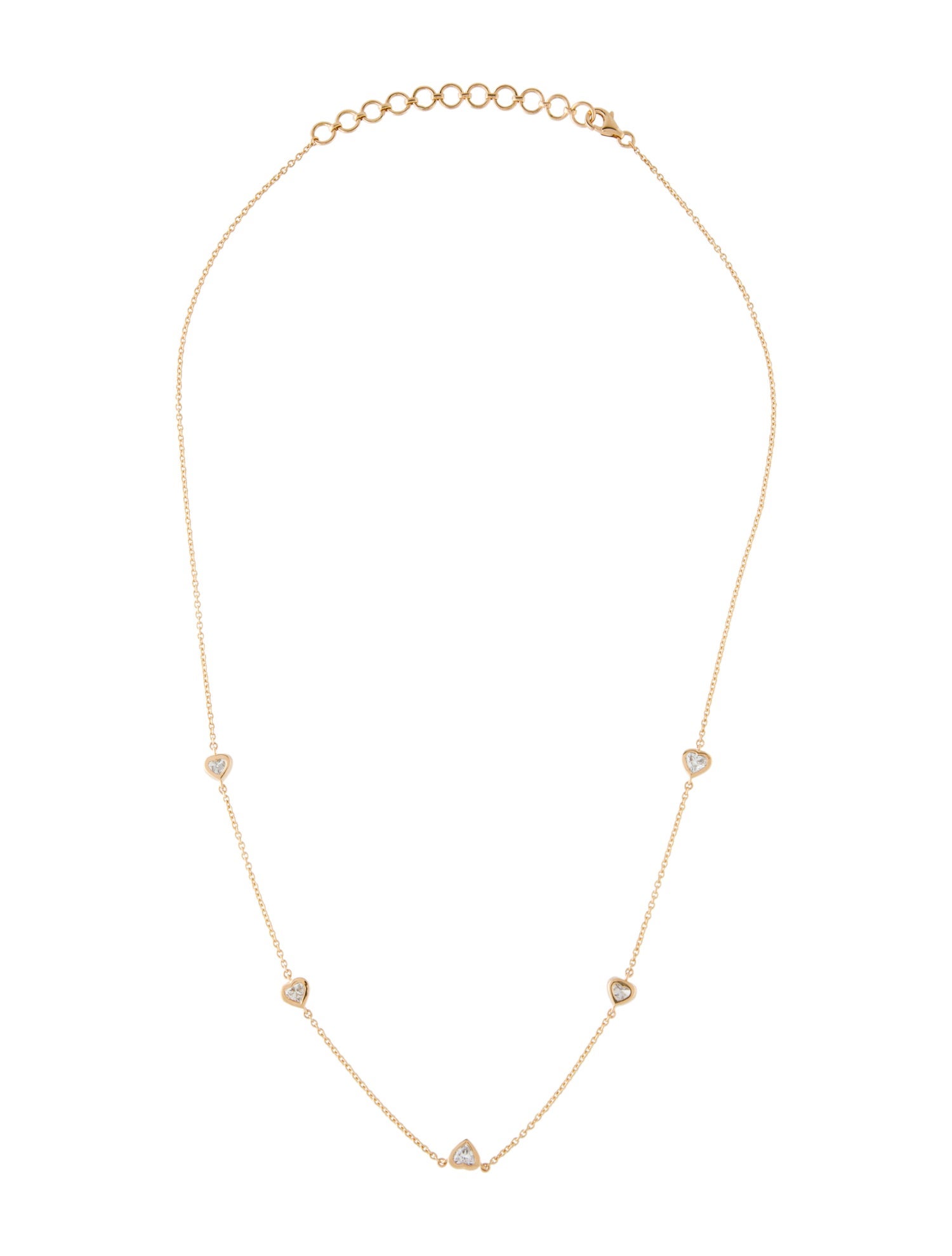 Necklace 18K Diamond Heart Station Necklace