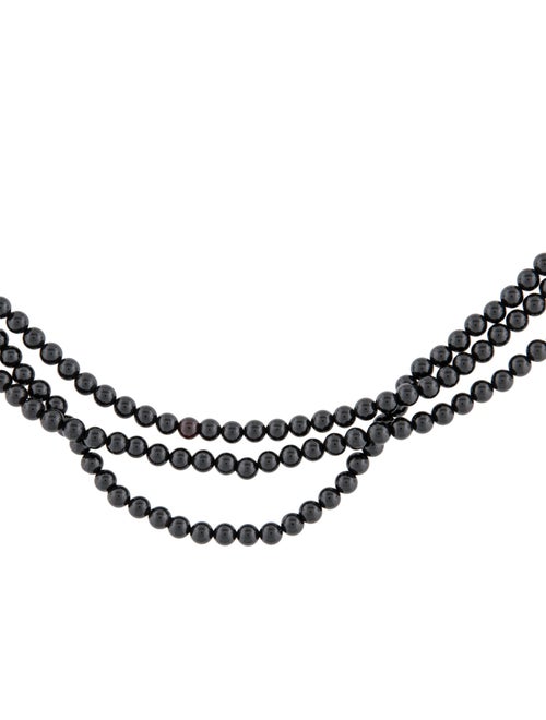 Necklace 14K Onyx Triple Bead Strand Necklace