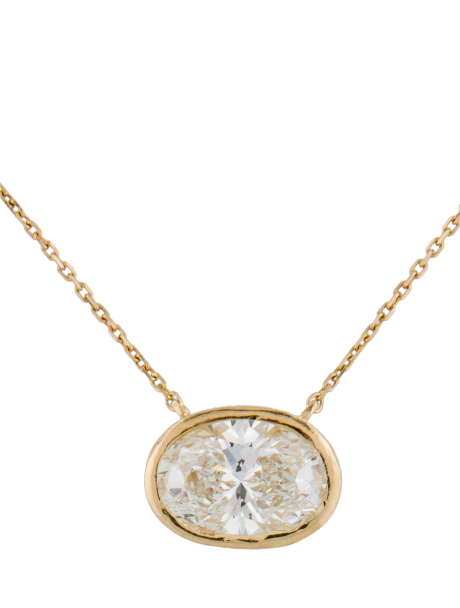 Necklace 18K 4.57ct Oval Lab-Grown Diamond Pendant Necklace