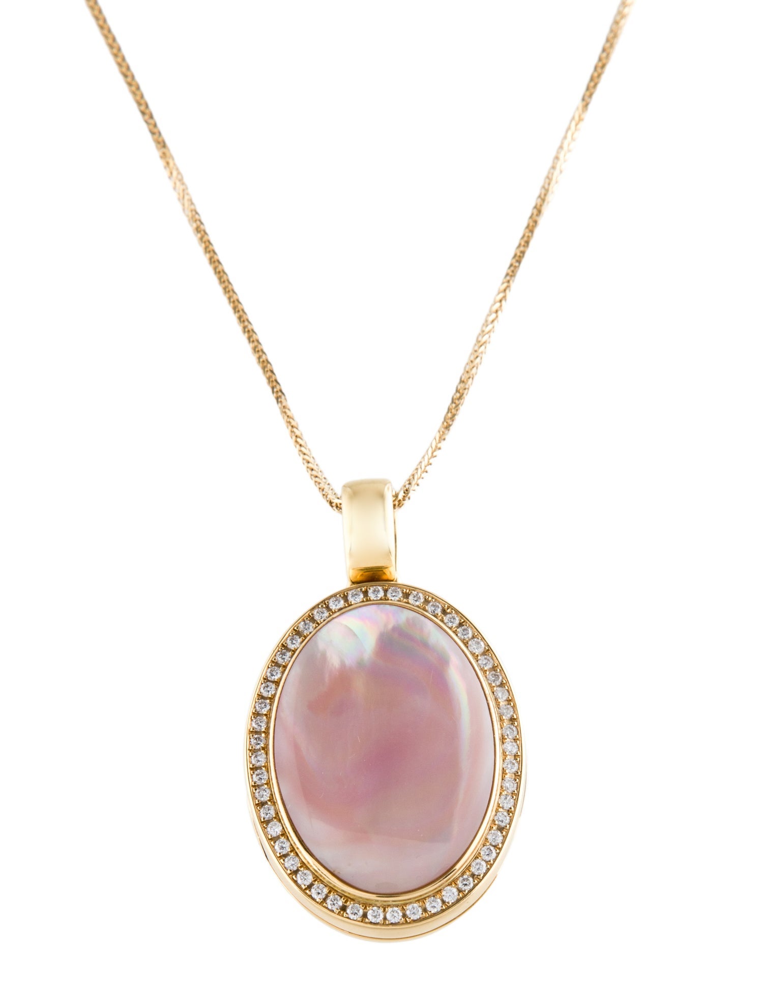 Necklace 18K Mother of Pearl & Diamond Locket Pendant