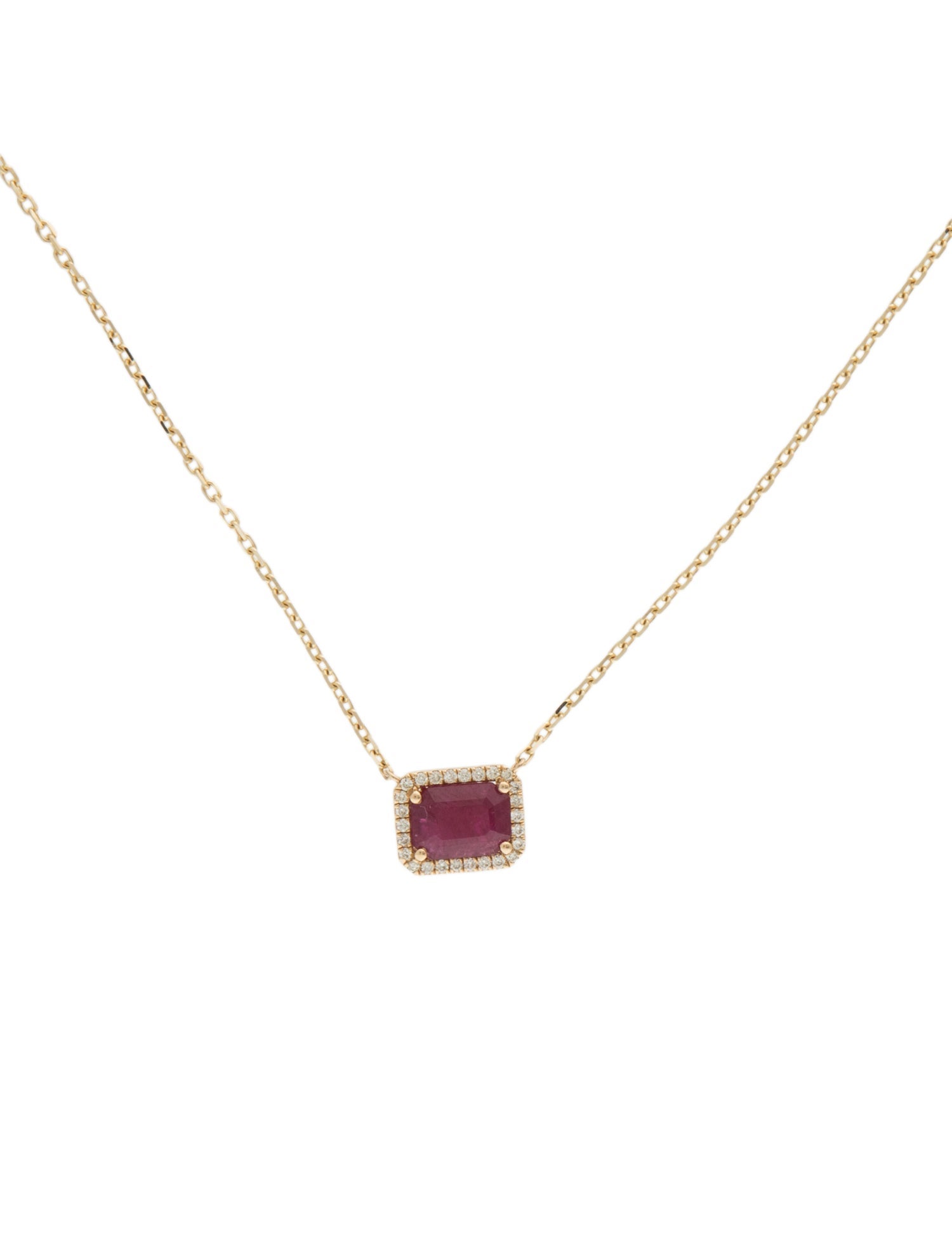 Necklace 14K Ruby & Diamond Pendant Necklace