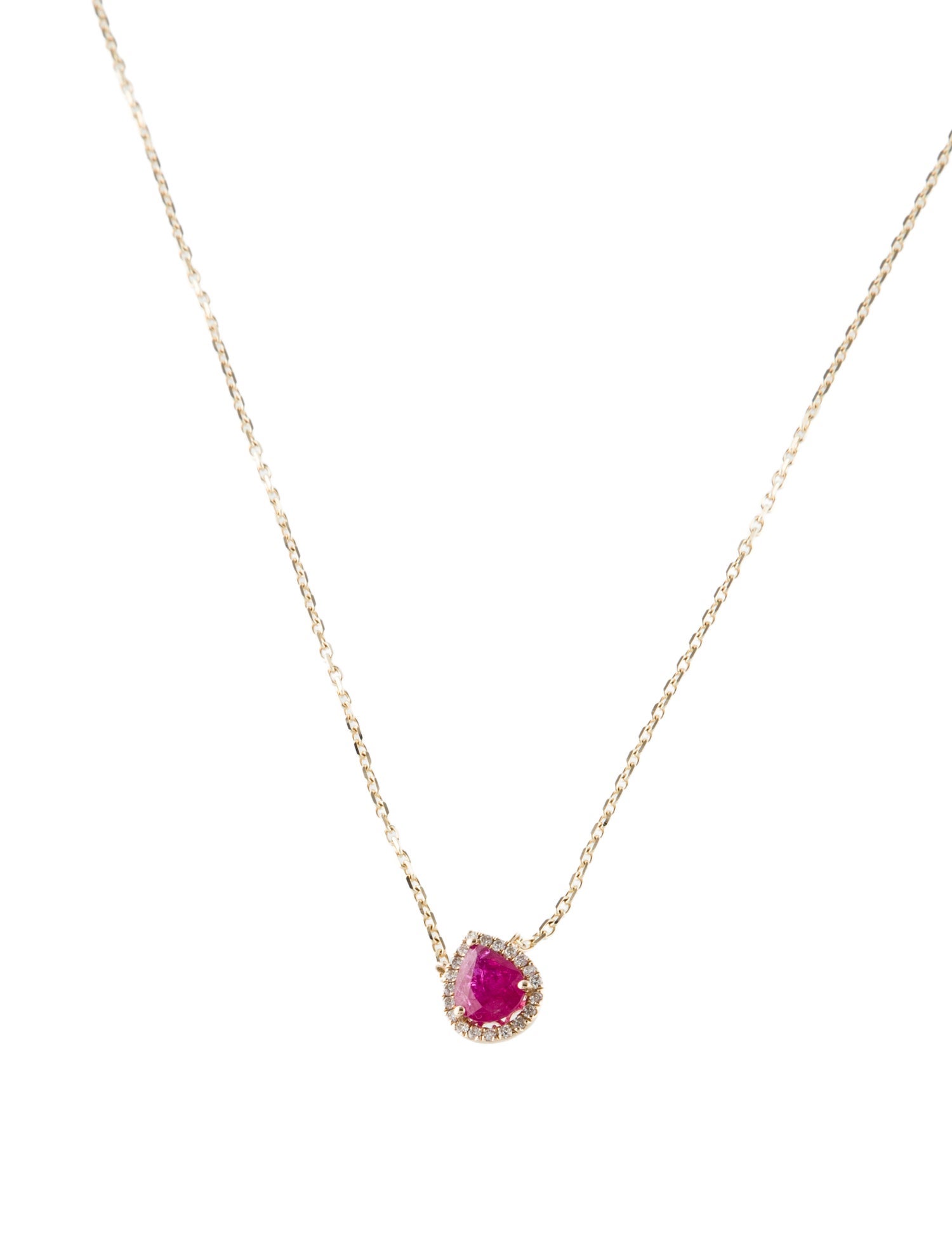 Necklace 14K 1.08ctw Ruby & Diamond Pendant Necklace